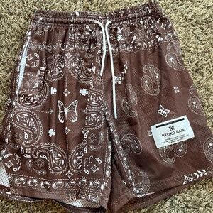 Ryoko Rain Paisley Mesh Shorts brown and white size XL